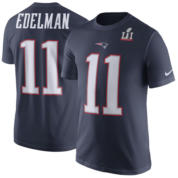 Julian Edelman New England Patriots Nike Super Bowl LI Bound Patch Player Pride Name & Number T-Shirt - Navy